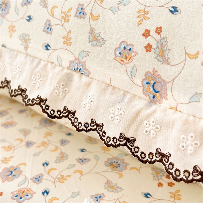 91家纺网 家纺一手货源 找家纺 梦舒羽 2026新款A类云朵棉蕾丝花边枕套宿舍情侣双人加长枕芯内胆套 花蔓清风（单层蕾丝花边）