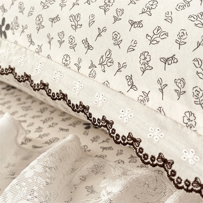 91家纺网 家纺一手货源 找家纺 梦舒羽 2026新款A类云朵棉蕾丝花边枕套宿舍情侣双人加长枕芯内胆套 花无意（单层蕾丝花边）