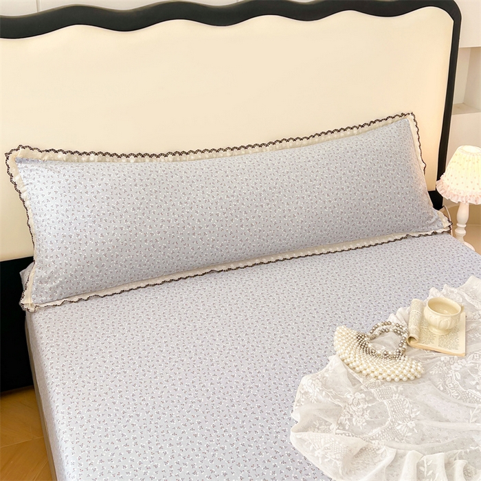 91家纺网 家纺一手货源 找家纺 梦舒羽 2026新款A类云朵棉蕾丝花边枕套宿舍情侣双人加长枕芯内胆套 满天星-蓝（单层蕾丝花边）