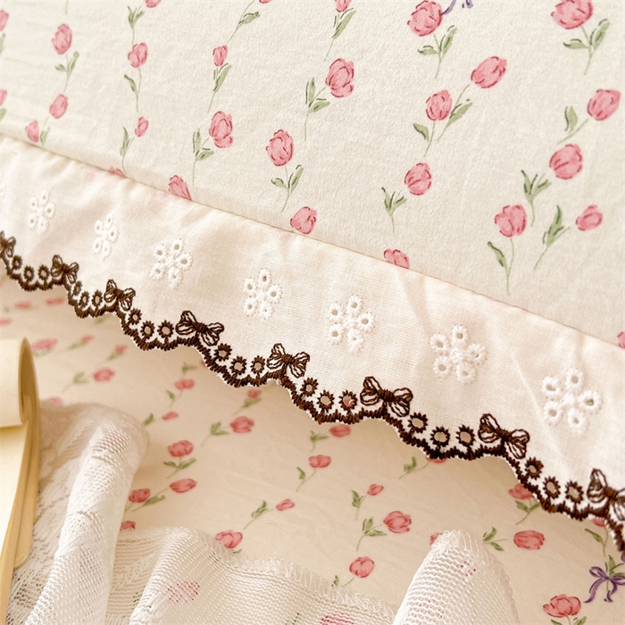 91家纺网 家纺一手货源 找家纺 梦舒羽 2026新款A类云朵棉蕾丝花边枕套宿舍情侣双人加长枕芯内胆套 花漾甜心（单层蕾丝花边）