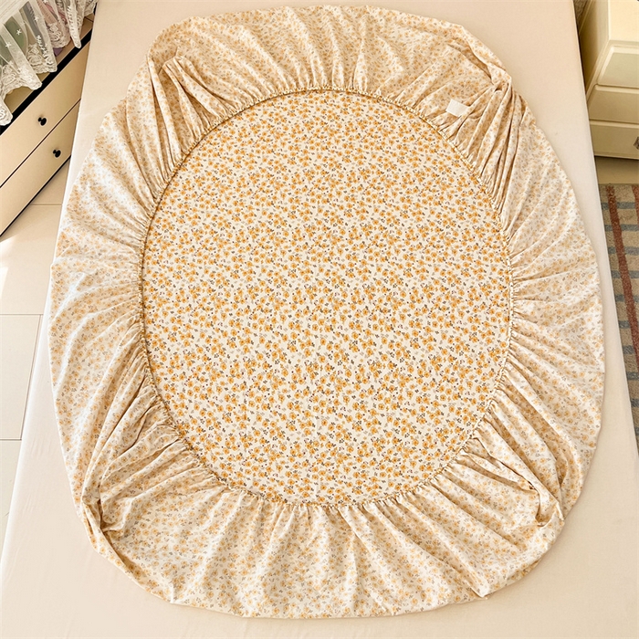 91家纺网 家纺一手货源 找家纺 圣比熊 2026新款A类云朵棉亲肤四季款床笠席梦思床罩全包床单三件套 春日暖阳