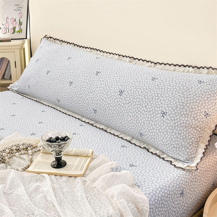 91家纺网 家纺一手货源 找家纺 梦舒羽 2026新款A类云朵棉蕾丝花边枕套宿舍情侣双人加长枕芯内胆套 花屿轻梦（单层蕾丝花边）