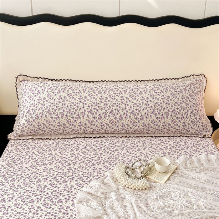 91家纺网 家纺一手货源 找家纺 梦舒羽 2026新款A类云朵棉蕾丝花边枕套宿舍情侣双人加长枕芯内胆套 紫韵星野（单层蕾丝花边）