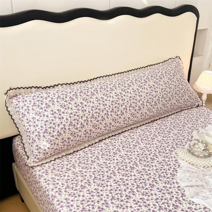 91家纺网 家纺一手货源 找家纺 梦舒羽 2026新款A类云朵棉蕾丝花边枕套宿舍情侣双人加长枕芯内胆套 紫韵星野（单层蕾丝花边）