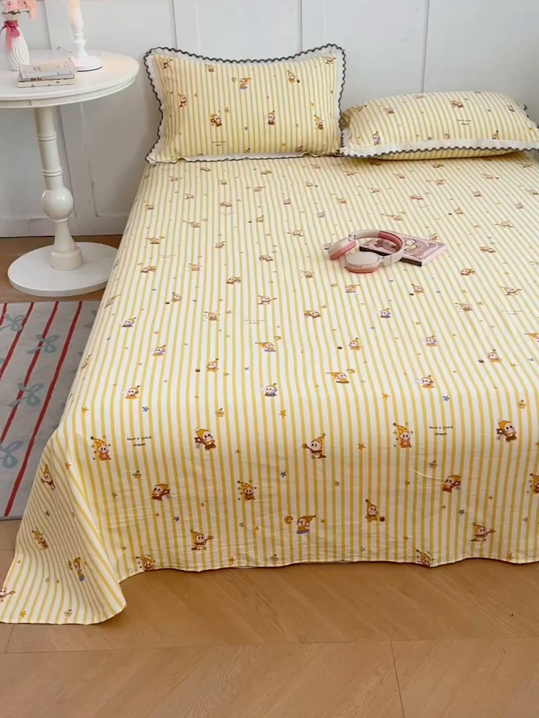 91家纺网 家纺一手货源 找家纺 （总）圣比熊 2026新款A类云朵棉床单亲肤四季款席梦思床罩全包床单三件套