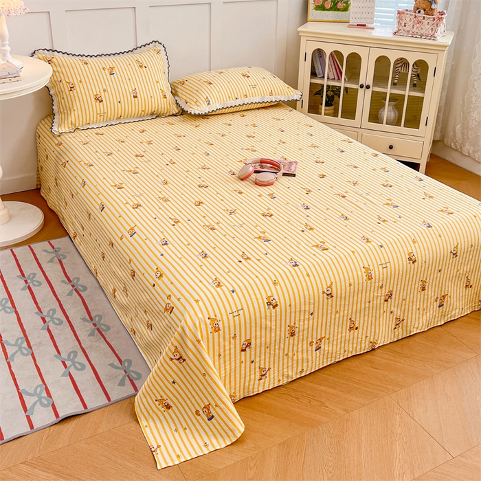 91家纺网 家纺一手货源 找家纺 （总）圣比熊 2026新款A类云朵棉床单亲肤四季款席梦思床罩全包床单三件套