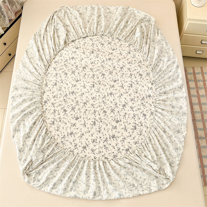 91家纺网 家纺一手货源 找家纺 圣比熊 2026新款A类云朵棉亲肤四季款床笠席梦思床罩全包床单三件套 兰亭序-灰