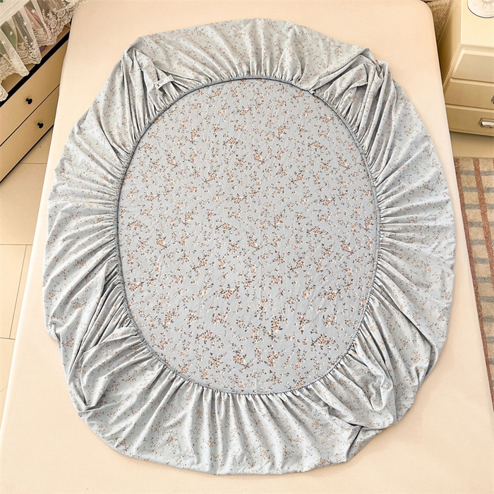 91家纺网 家纺一手货源 找家纺 圣比熊 2026新款A类云朵棉亲肤四季款床笠席梦思床罩全包床单三件套 兰亭序-蓝