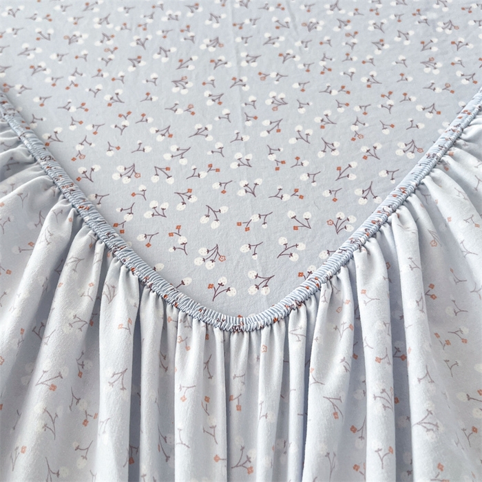 91家纺网 家纺一手货源 找家纺 圣比熊 2026新款A类云朵棉亲肤四季款床笠席梦思床罩全包床单三件套 满天星-蓝