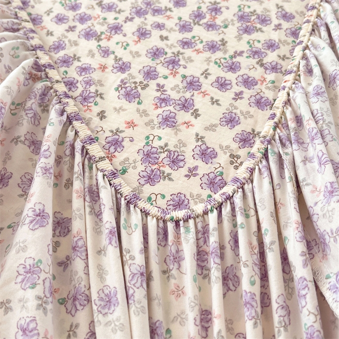 91家纺网 家纺一手货源 找家纺 圣比熊 2026新款A类云朵棉亲肤四季款床笠席梦思床罩全包床单三件套 紫韵星野