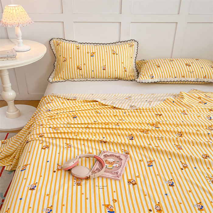 91家纺网 家纺一手货源 找家纺 圣比熊 2026新款A类云朵棉床单亲肤四季款席梦思床罩全包床单三件套 小星愿