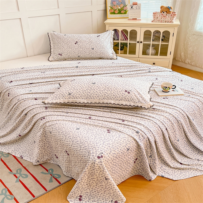 91家纺网 家纺一手货源 找家纺 圣比熊 2026新款A类云朵棉床单亲肤四季款席梦思床罩全包床单三件套 蝴蝶梦境