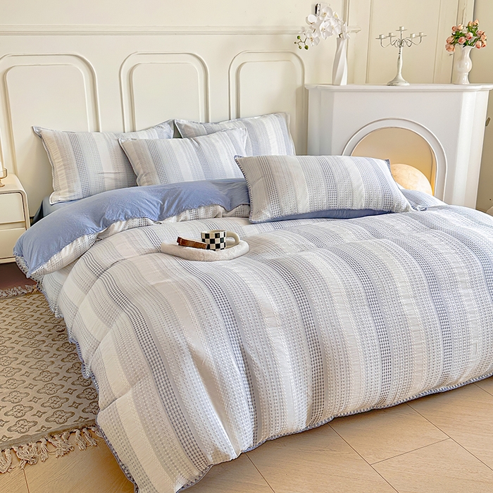 91家纺网 家纺一手货源 找家纺 （总）木子家纺 2026新款水洗棉贝壳边四件套-皖沙