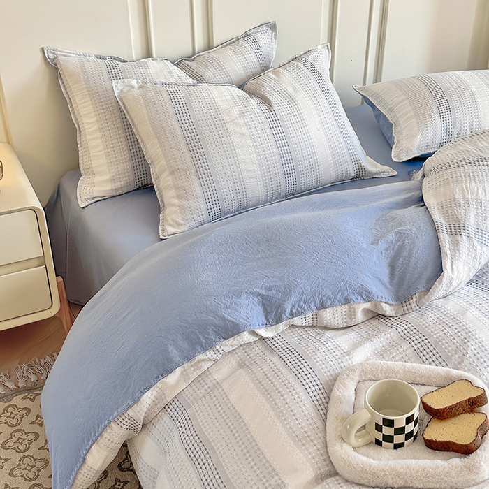 91家纺网 家纺一手货源 找家纺 （总）木子家纺 2026新款水洗棉贝壳边四件套-皖沙