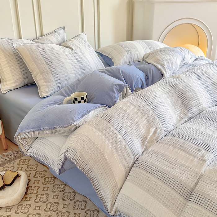 91家纺网 家纺一手货源 找家纺 （总）木子家纺 2026新款水洗棉贝壳边四件套-皖沙