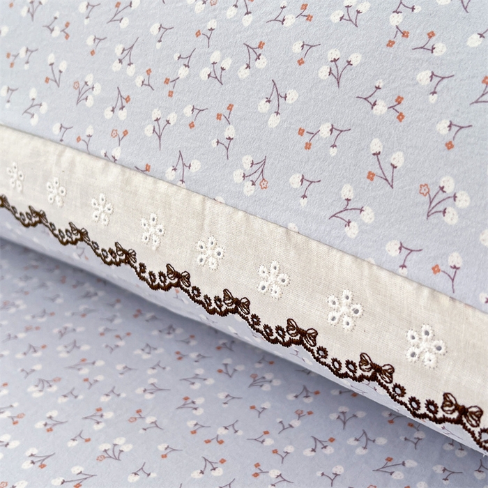 91家纺网 家纺一手货源 找家纺 圣比熊 2026新款A类云朵棉蕾丝花边枕套宿舍情侣双人加长枕芯内胆套 满天星-蓝（单层蕾丝花边）