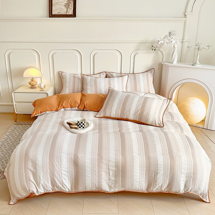 91家纺网 家纺一手货源 找家纺 （总）木子家纺 2026新款水洗棉贝壳边四件套-皖沙