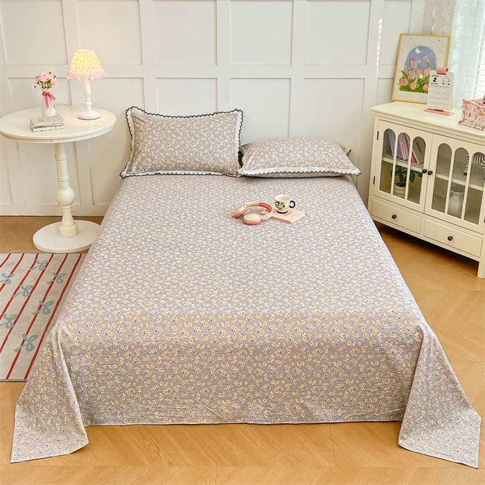 91家纺网 家纺一手货源 找家纺 圣比熊 2026新款A类云朵棉床单亲肤四季款席梦思床罩全包床单三件套 花无归期