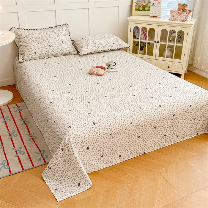 91家纺网 家纺一手货源 找家纺 圣比熊 2026新款A类云朵棉床单亲肤四季款席梦思床罩全包床单三件套 花无意