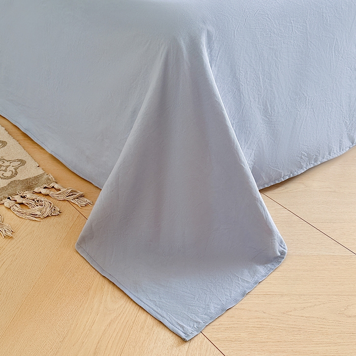 91家纺网 家纺一手货源 找家纺 木子家纺 2026新款水洗棉贝壳边四件套-皖沙 海天蓝