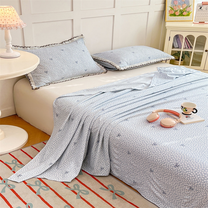 91家纺网 家纺一手货源 找家纺 圣比熊 2026新款A类云朵棉床单亲肤四季款席梦思床罩全包床单三件套 花屿轻梦