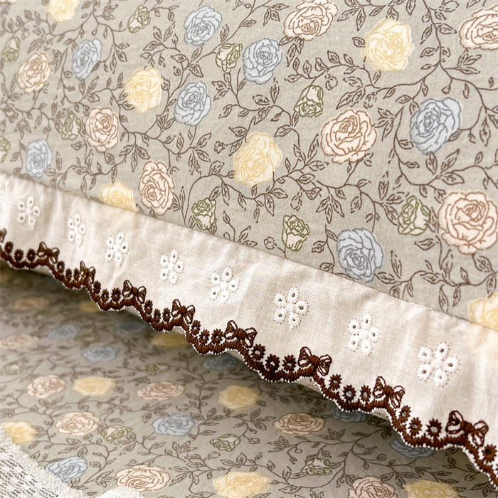 91家纺网 家纺一手货源 找家纺 圣比熊 2026新款A类云朵棉蕾丝花边枕套宿舍情侣双人加长枕芯内胆套 海棠花开（单层蕾丝花边）