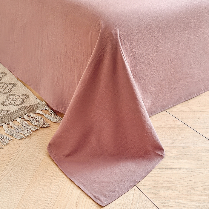 91家纺网 家纺一手货源 找家纺 木子家纺 2026新款水洗棉贝壳边四件套-皖沙 绛沙