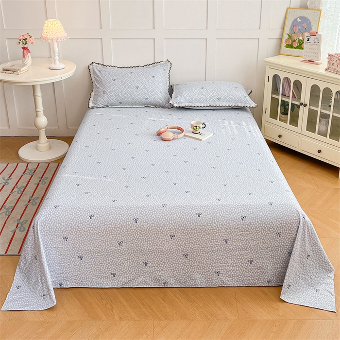 91家纺网 家纺一手货源 找家纺 圣比熊 2026新款A类云朵棉床单亲肤四季款席梦思床罩全包床单三件套 花屿轻梦