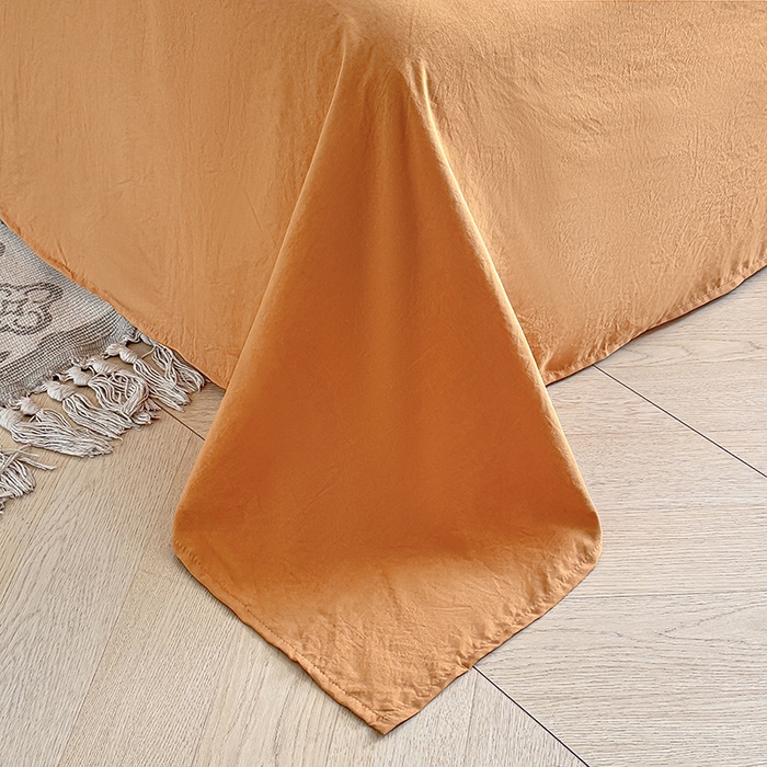 91家纺网 家纺一手货源 找家纺 木子家纺 2026新款水洗棉贝壳边四件套-皖沙 凌霄黄