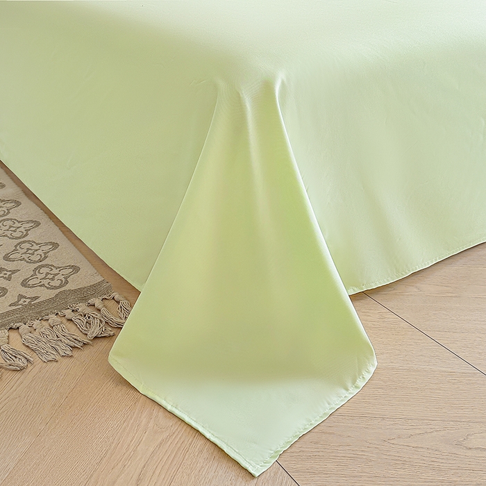 91家纺网 家纺一手货源 找家纺 木子家纺 2026新款水洗棉贝壳边四件套-皖沙 竹月绿