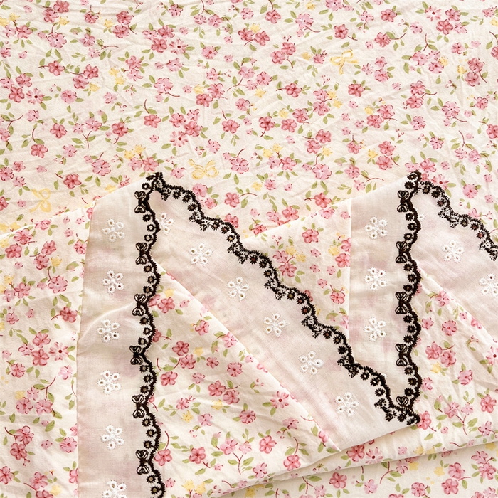 91家纺网 家纺一手货源 找家纺 圣比熊 2026新款A类云朵棉蕾丝花边枕套宿舍情侣双人加长枕芯内胆套 芊芊花海（单层蕾丝花边）