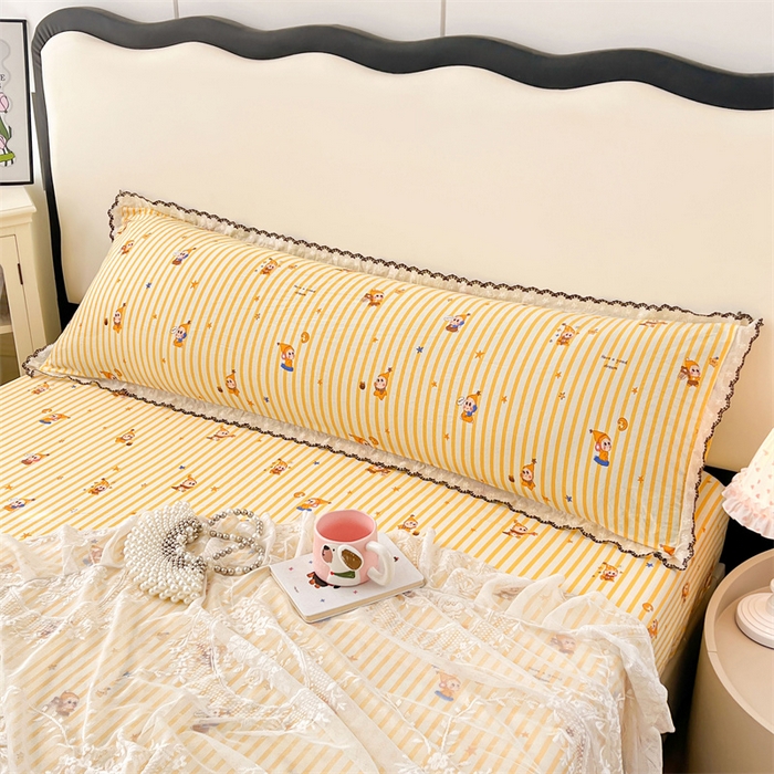 91家纺网 家纺一手货源 找家纺 圣比熊 2026新款A类云朵棉蕾丝花边枕套宿舍情侣双人加长枕芯内胆套 小星愿（单层蕾丝花边）