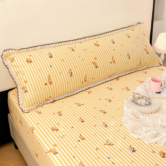 91家纺网 家纺一手货源 找家纺 圣比熊 2026新款A类云朵棉蕾丝花边枕套宿舍情侣双人加长枕芯内胆套 小星愿（单层蕾丝花边）