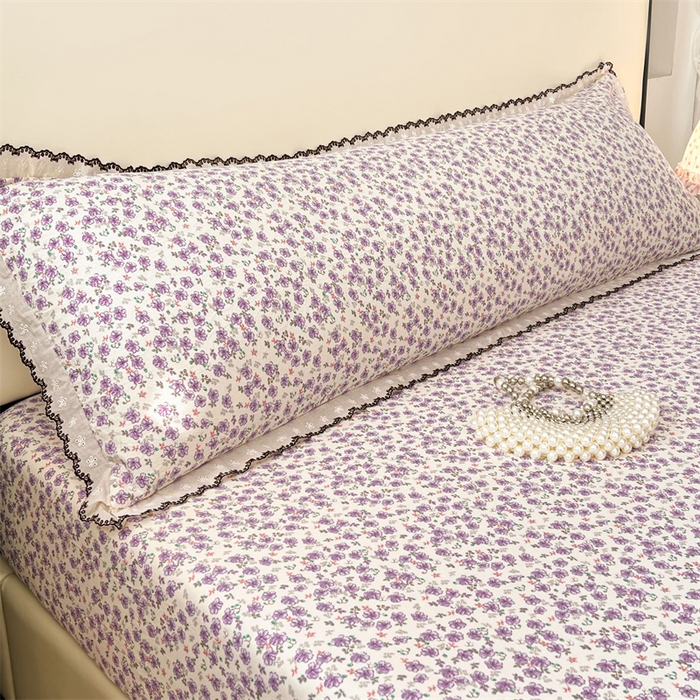 圣比熊 2026新款A类云朵棉蕾丝花边枕套宿舍情侣双人加长枕芯内胆套 紫韵星野（单层蕾丝花边）