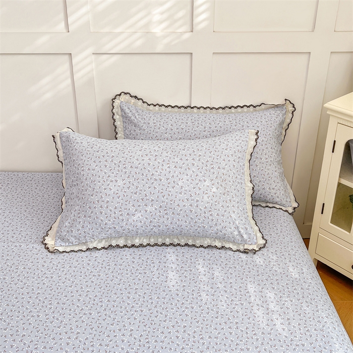 圣比熊 2026新款A类云朵棉蕾丝花边枕套宿舍单人单只一只装枕芯内胆套 满天星-蓝（单层蕾丝花边）