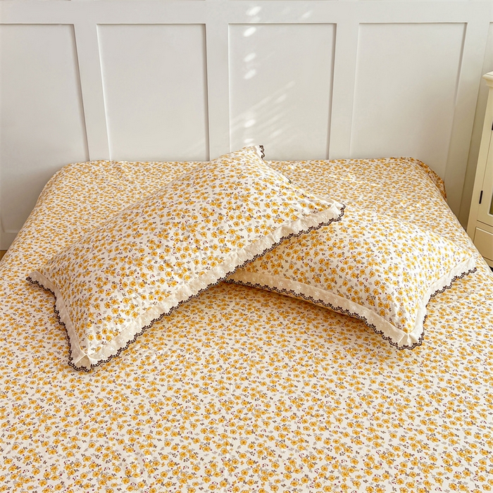 91家纺网 家纺一手货源 找家纺 圣比熊 2026新款A类云朵棉蕾丝花边枕套宿舍单人单只一只装枕芯内胆套 春日暖阳（单层蕾丝花边）