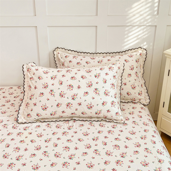 圣比熊 2026新款A类云朵棉蕾丝花边枕套宿舍单人单只一只装枕芯内胆套 粉黛花园（单层蕾丝花边）