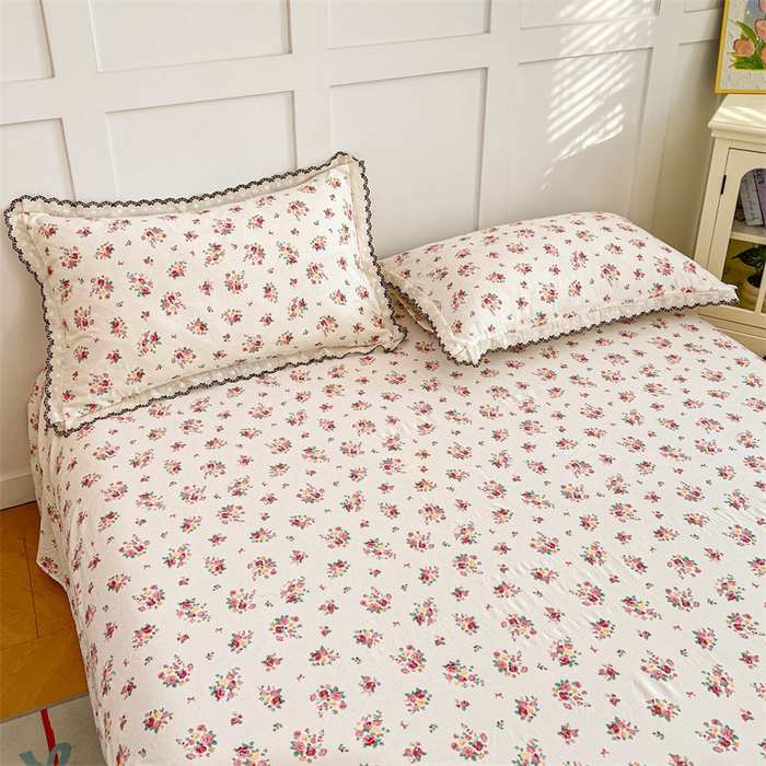 91家纺网 家纺一手货源 找家纺 圣比熊 2026新款A类云朵棉蕾丝花边枕套宿舍单人单只一只装枕芯内胆套 粉黛花园（单层蕾丝花边）