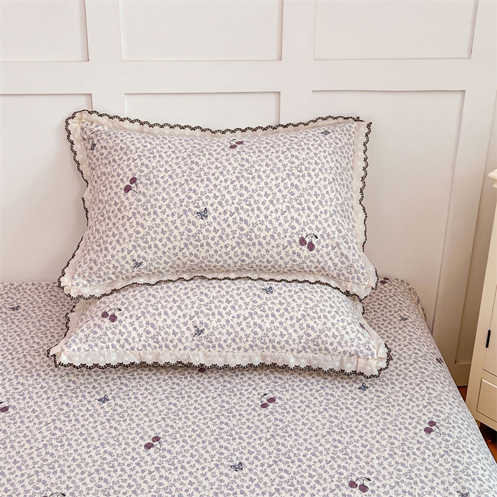 91家纺网 家纺一手货源 找家纺 圣比熊 2026新款A类云朵棉蕾丝花边枕套宿舍单人单只一只装枕芯内胆套 蝴蝶梦境（单层蕾丝花边）