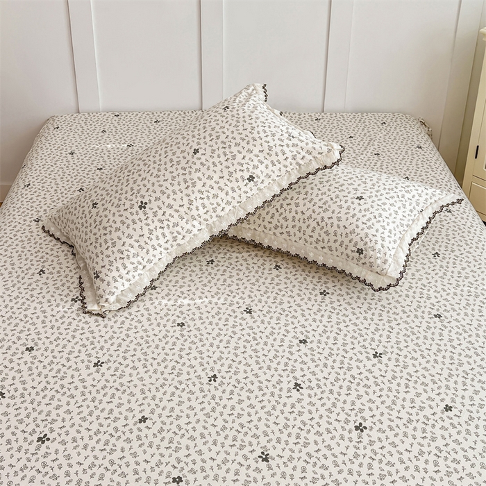 91家纺网 家纺一手货源 找家纺 圣比熊 2026新款A类云朵棉蕾丝花边枕套宿舍单人单只一只装枕芯内胆套 花无意（单层蕾丝花边）