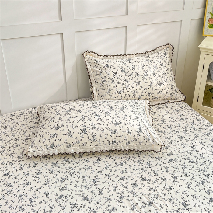 91家纺网 家纺一手货源 找家纺 圣比熊 2026新款A类云朵棉蕾丝花边枕套宿舍单人单只一只装枕芯内胆套 兰亭序-灰（单层蕾丝花边）