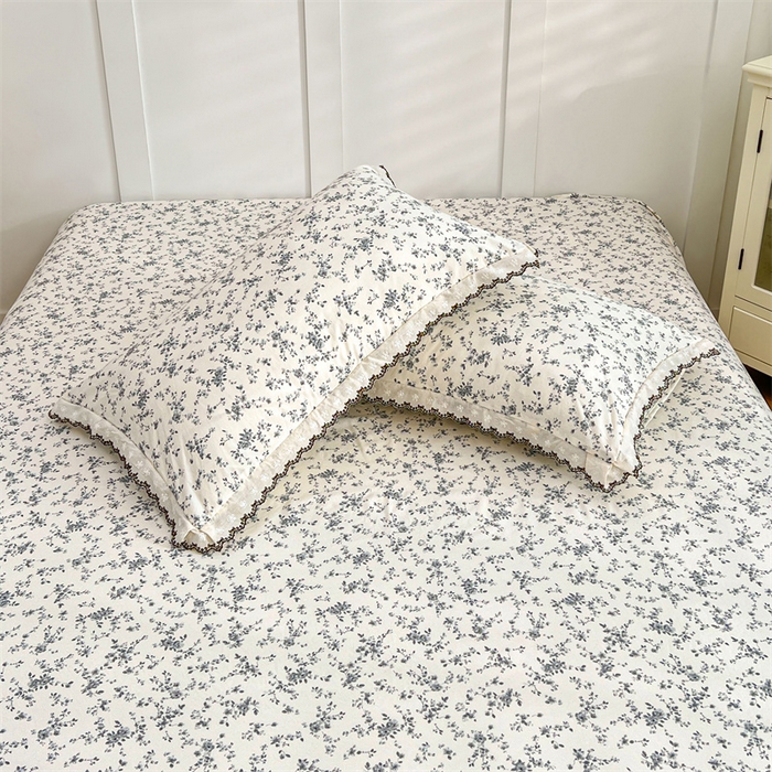 91家纺网 家纺一手货源 找家纺 圣比熊 2026新款A类云朵棉蕾丝花边枕套宿舍单人单只一只装枕芯内胆套 兰亭序-灰（单层蕾丝花边）