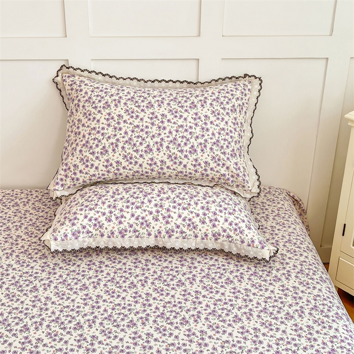 91家纺网 家纺一手货源 找家纺 圣比熊 2026新款A类云朵棉蕾丝花边枕套宿舍单人单只一只装枕芯内胆套 紫韵星野（单层蕾丝花边）
