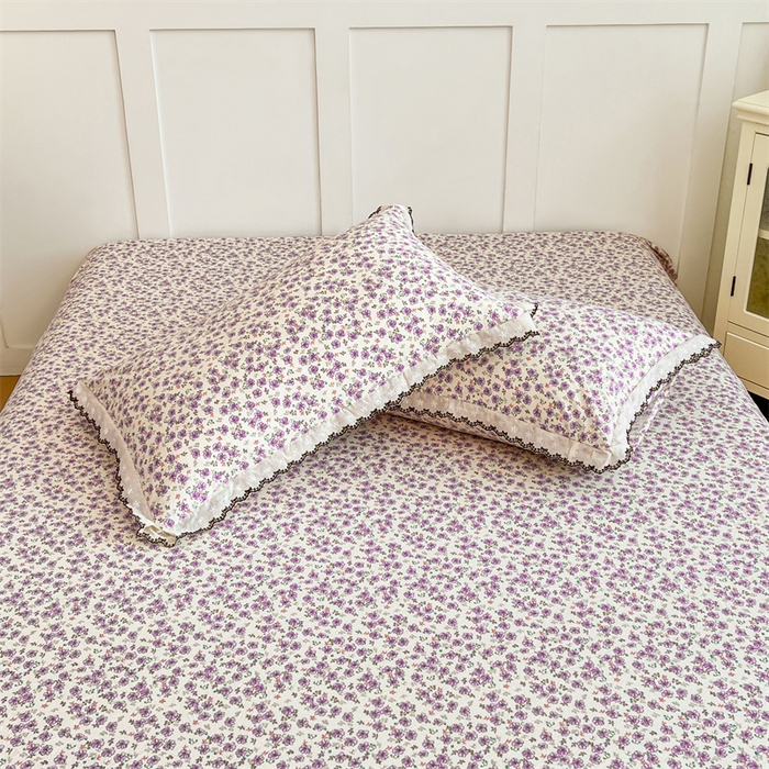 91家纺网 家纺一手货源 找家纺 圣比熊 2026新款A类云朵棉蕾丝花边枕套宿舍单人单只一只装枕芯内胆套 紫韵星野（单层蕾丝花边）