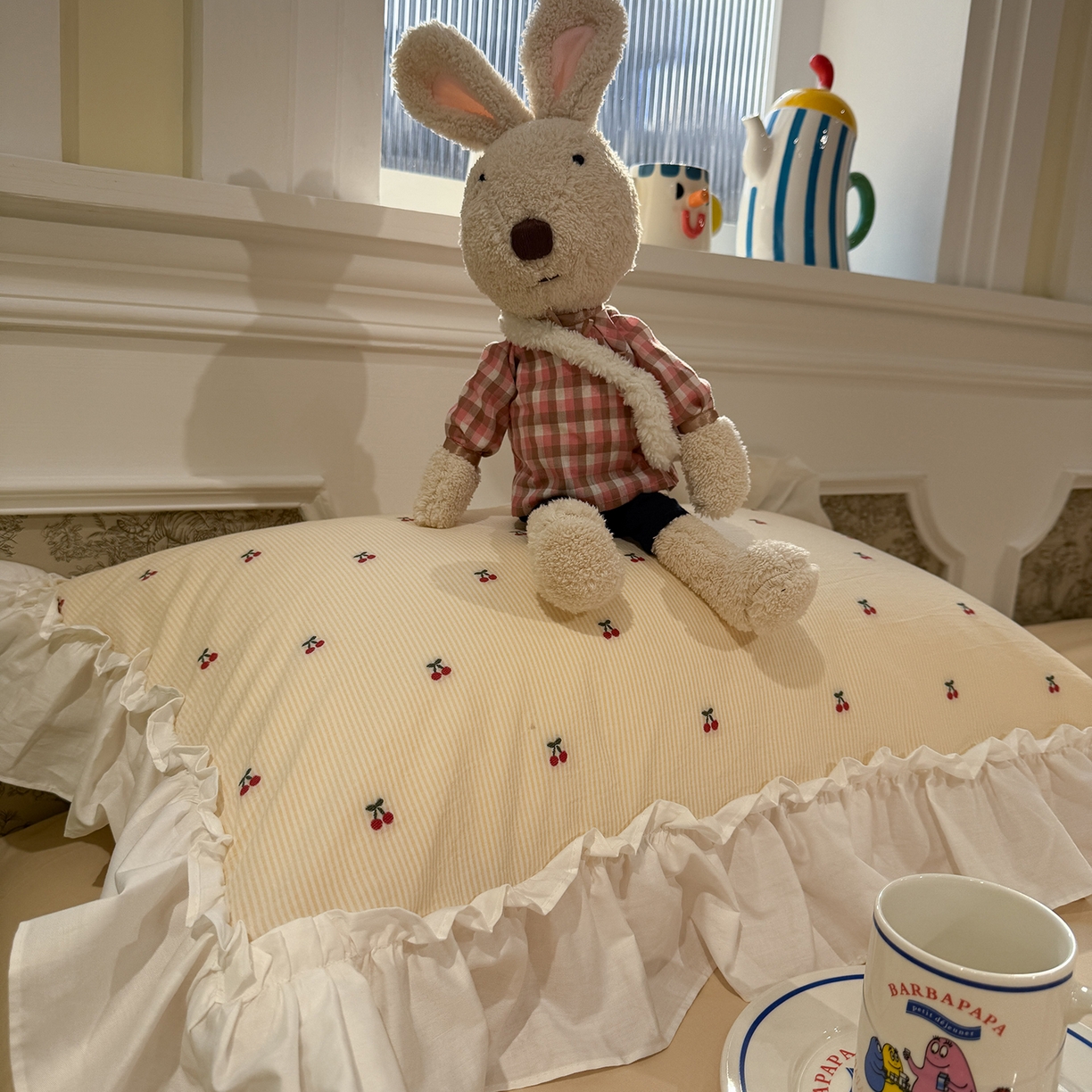 91家纺网 家纺一手货源 找家纺 觅糖家纺 2026新款全棉水洗棉色织提花四件套-樱桃甜梦（会员-5） 樱桃甜梦黄