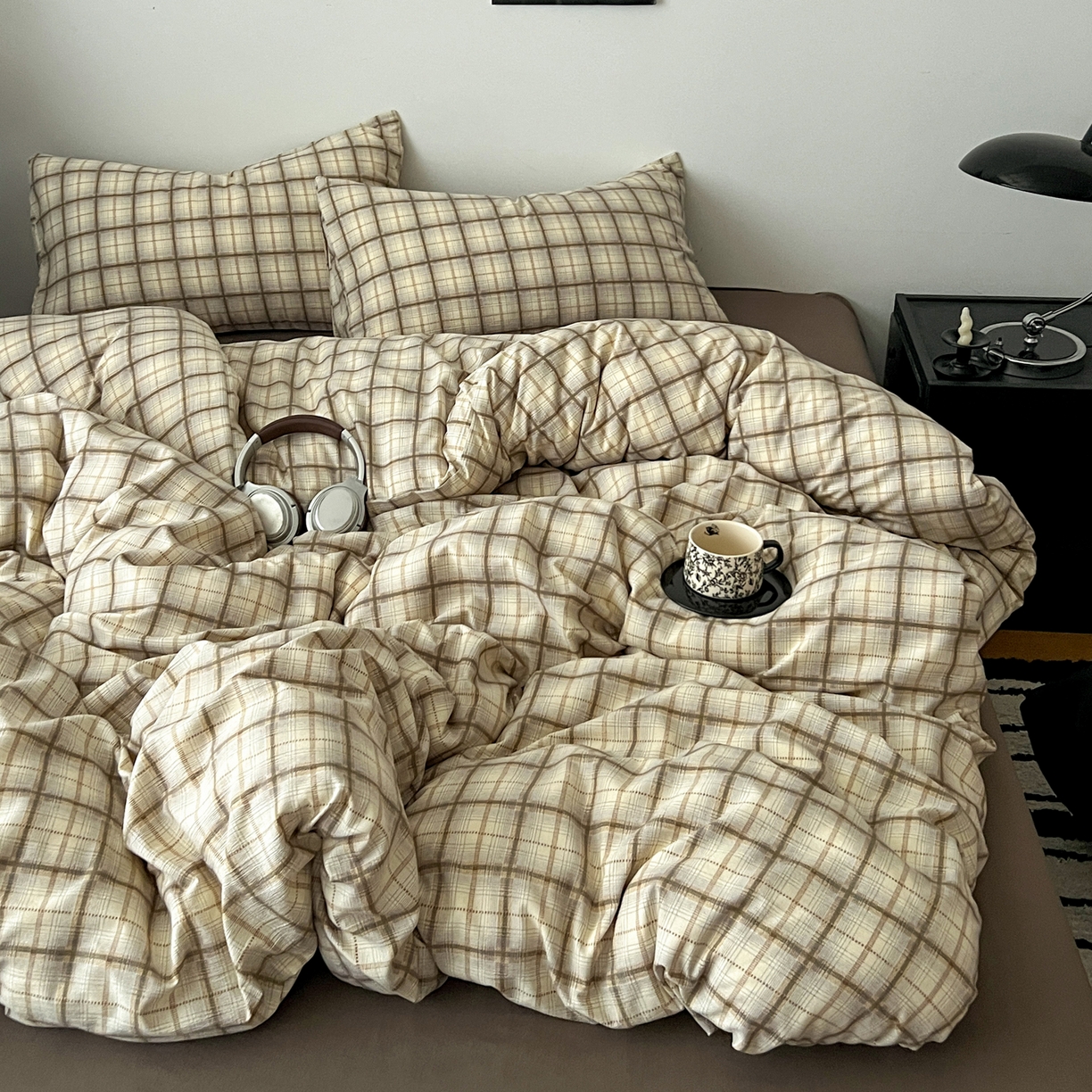 91家纺网 家纺一手货源 找家纺 （总）你好美丽 2026新款130克高克重格调简麻水洗四件套（暗合）