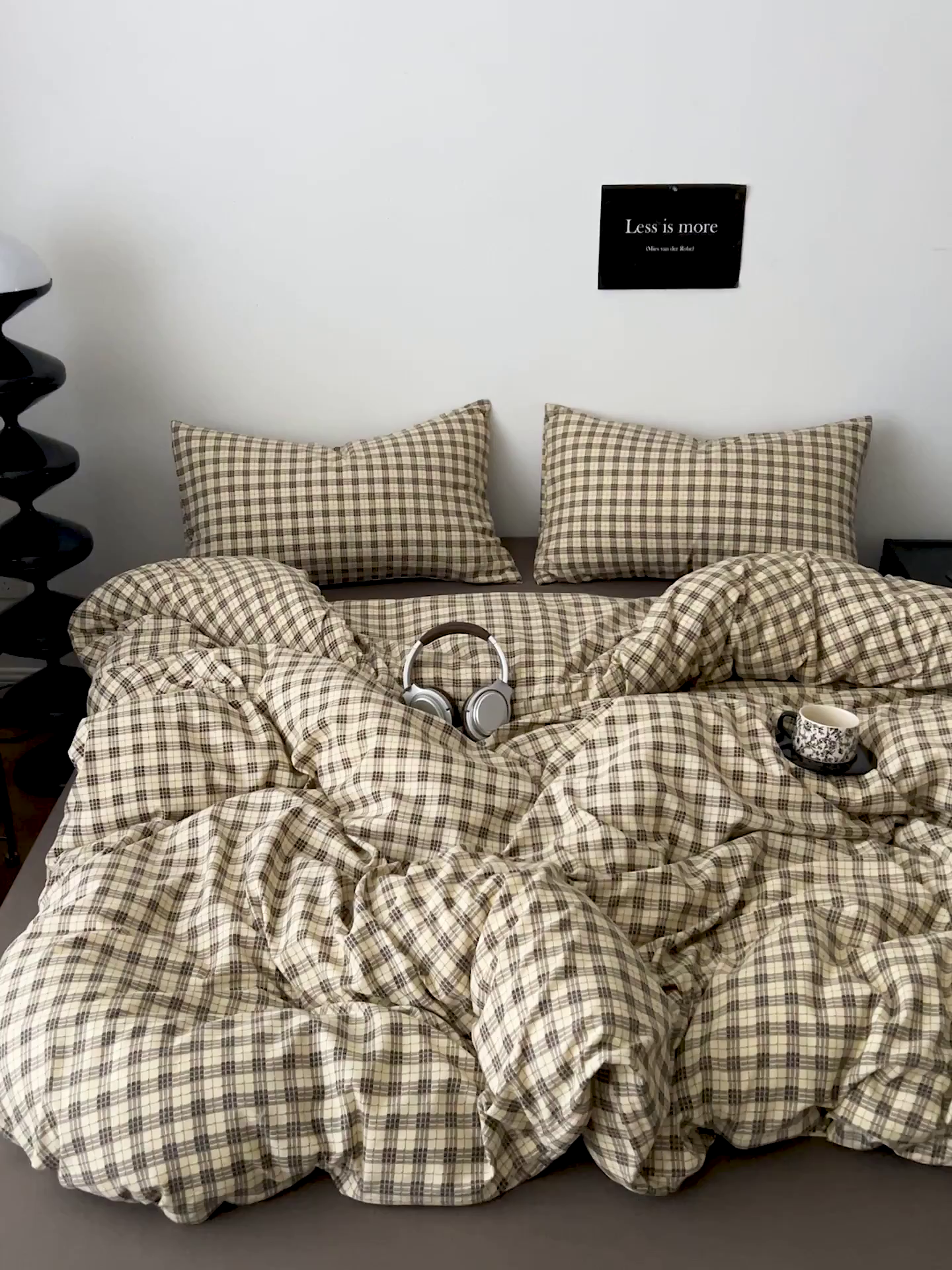 91家纺网 家纺一手货源 找家纺 你好美丽 2026新款130克高克重格调简麻水洗四件套（暗合） 格调咖小格