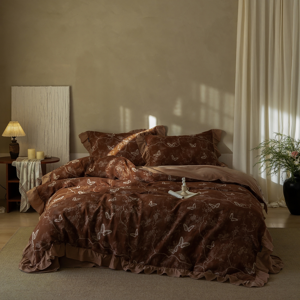 91家纺网 家纺一手货源 找家纺 （总）爱丽丝 2026新款色织提花棉麻四件套系列