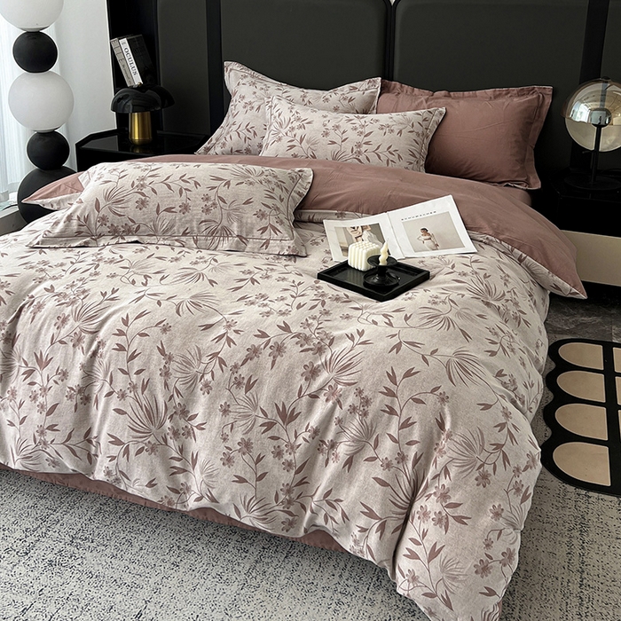 91家纺网 家纺一手货源 找家纺 爱丽丝 2026新款全棉色织提花四件套 暮光蒲英-豆沙