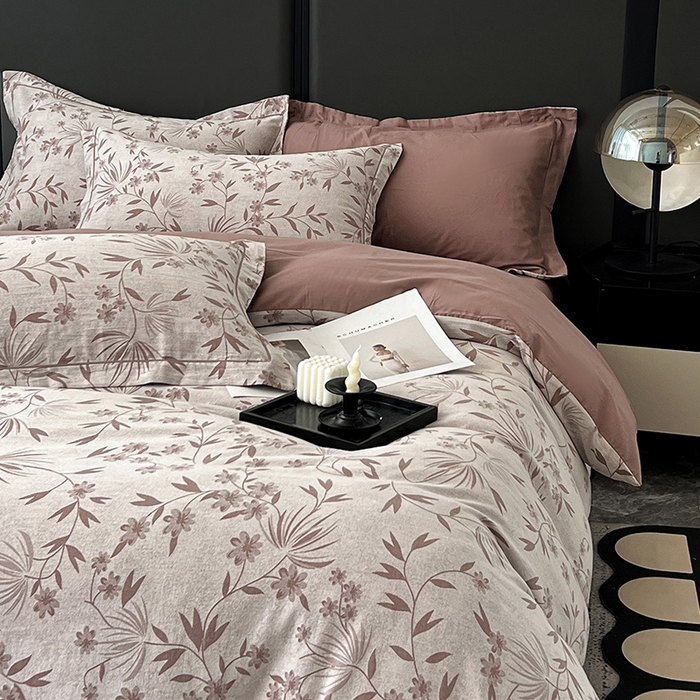 91家纺网 家纺一手货源 找家纺 爱丽丝 2026新款全棉色织提花四件套 暮光蒲英-豆沙